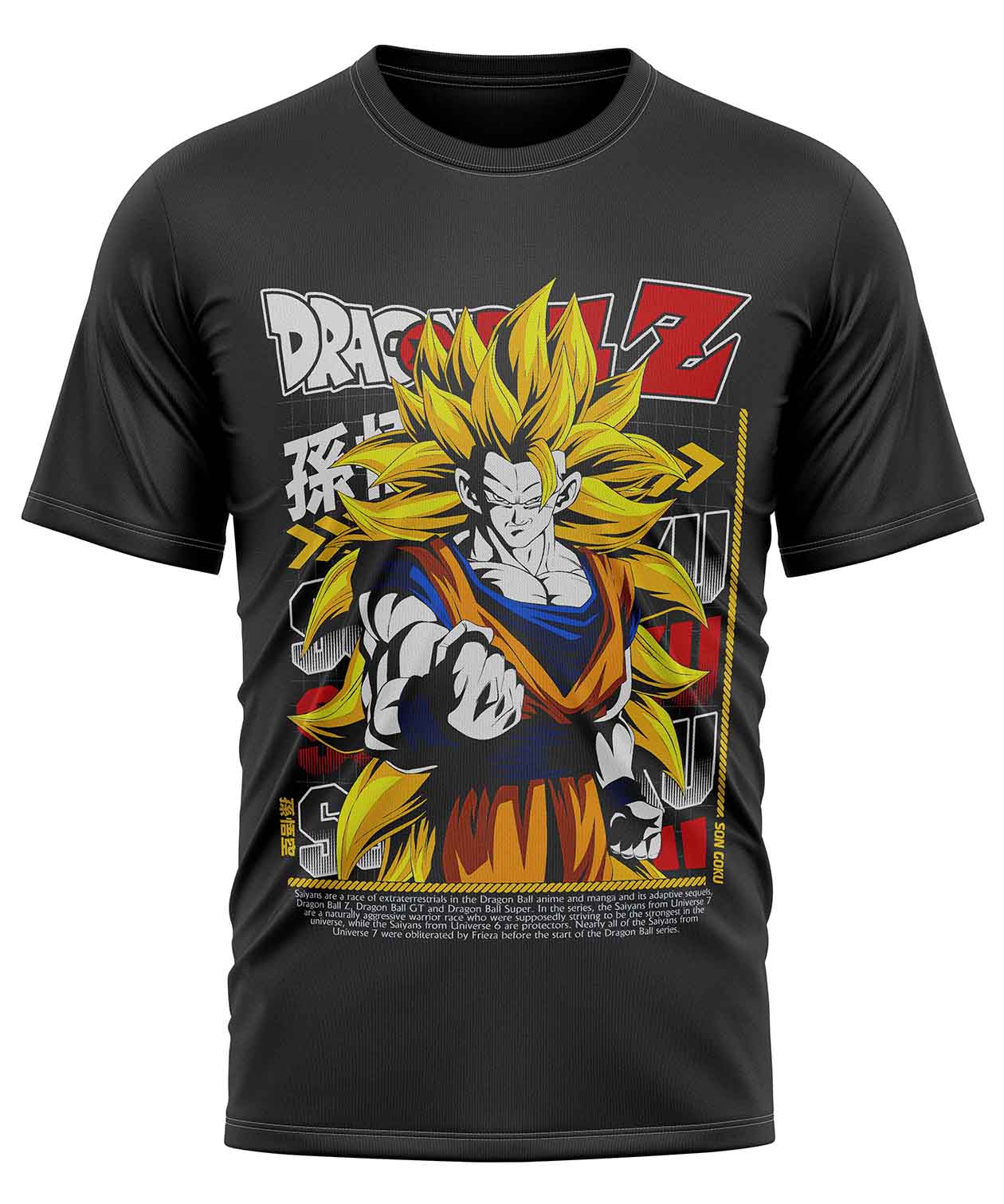 POLO MANGA CORTA UNISEX NEGRO ANIME CLUBDESIGN DRAGON BALL GOKU SS8 - 1
