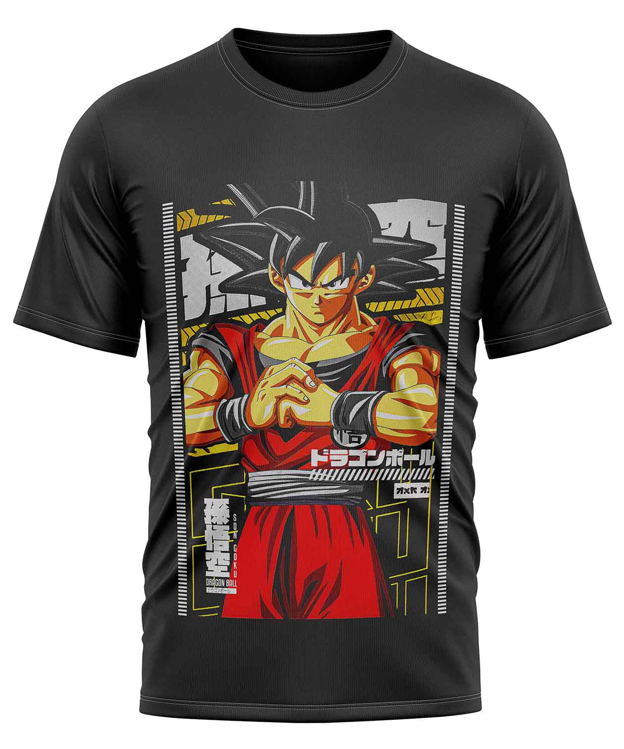 POLO MANGA CORTA UNISEX NEGRO ANIME CLUBDESIGN DRAGON BALL GOKU - 1