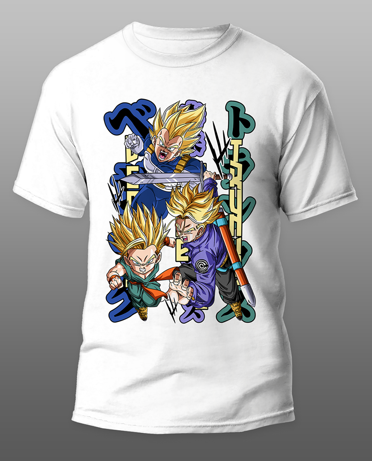 POLO MANGA CORTA UNISEX BLANCO ANIME CLUBDESIGN DRAGON BALL VEGETA TRUNKS - 1