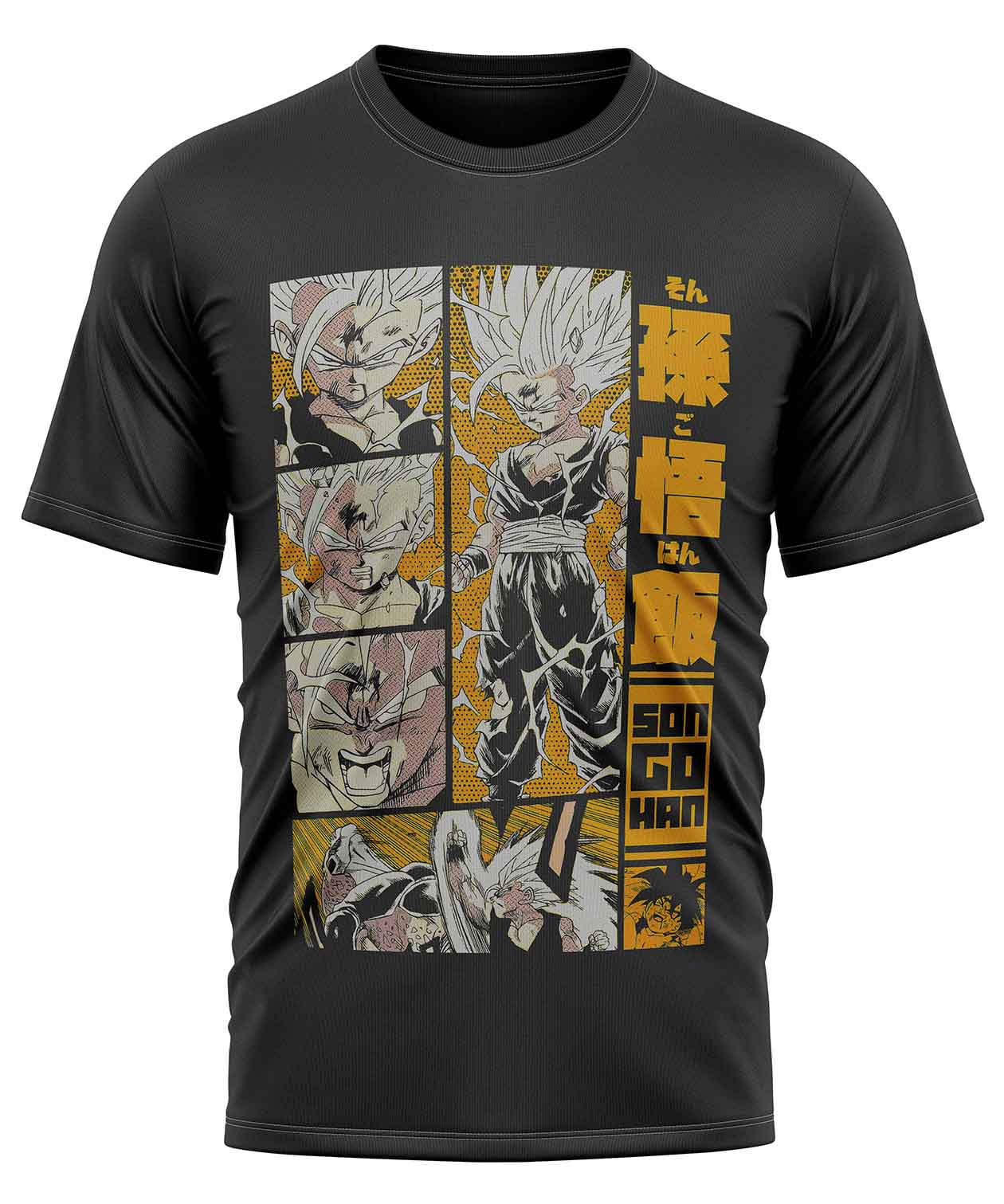 POLO MANGA CORTA UNISEX NEGRO ANIME CLUBDESIGN DRAGON BALL GOHAN - 1