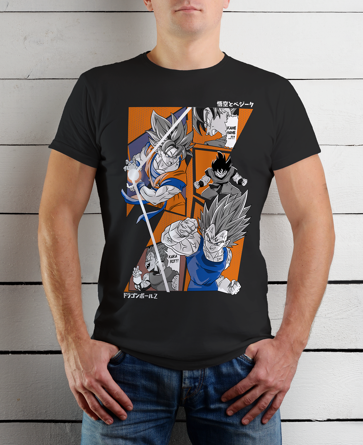 POLO MANGA CORTA UNISEX NEGRO ANIME CLUBDESIGN DRAGON BALL GOKU VEGETA - 1