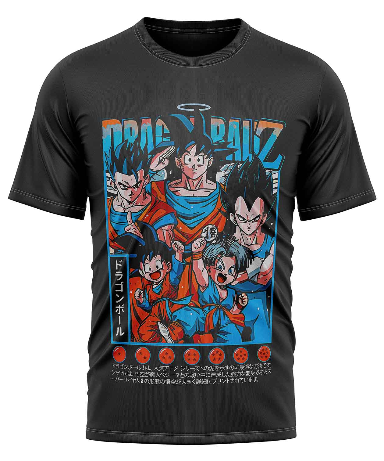 POLO MANGA CORTA UNISEX NEGRO ANIME CLUBDESIGN DRAGON BALL Z - 1