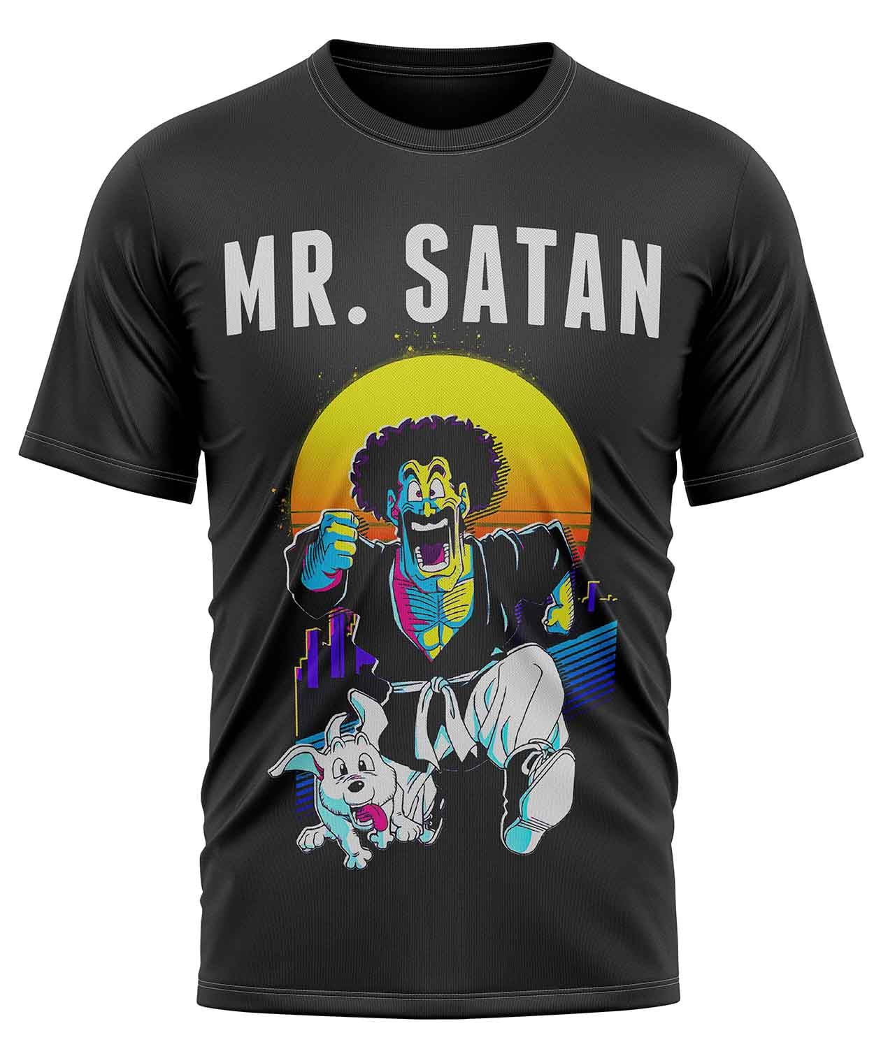 POLO MANGA CORTA UNISEX NEGRO ANIME CLUBDESIGN DRAGON BALL MR SATAN - 1