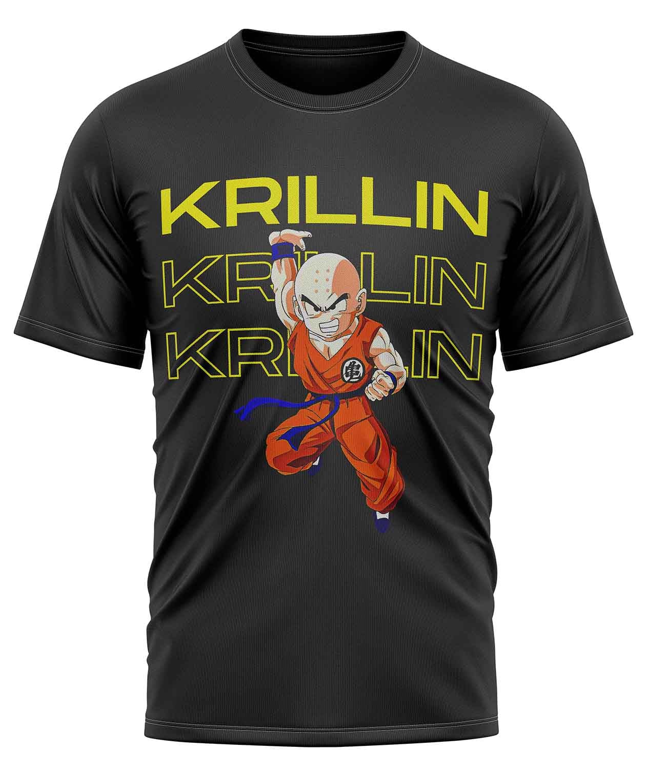 POLO MANGA CORTA UNISEX NEGRO ANIME CLUBDESIGN DRAGON BALL KRILLIN - 1
