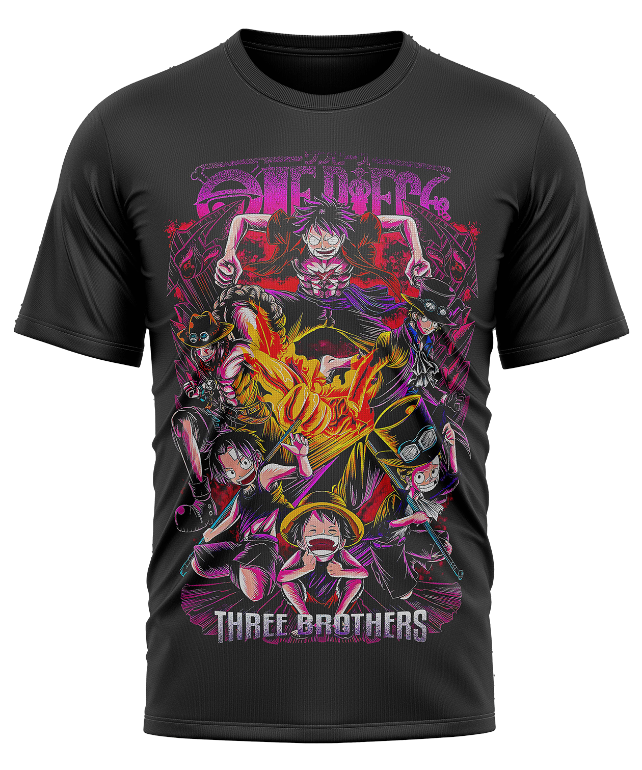 POLO MANGA CORTA UNISEX NEGRO ANIME CLUBDESIGN ONE PIECE - 1