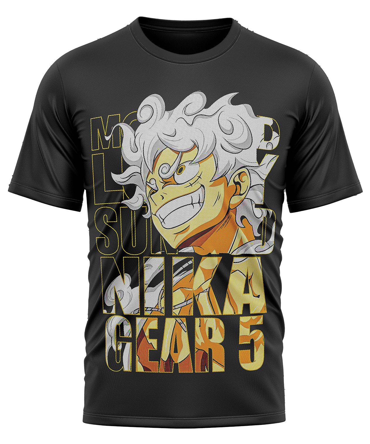 POLO MANGA CORTA UNISEX NEGRO ANIME CLUBDESIGN ONE PIECE LUFFY GEAR 5 - 1