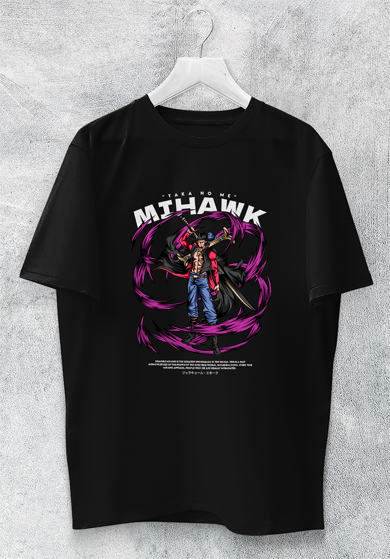 POLO MANGA CORTA UNISEX NEGRO ANIME CLUBDESIGN ONE PIECE MIHAWK - 1