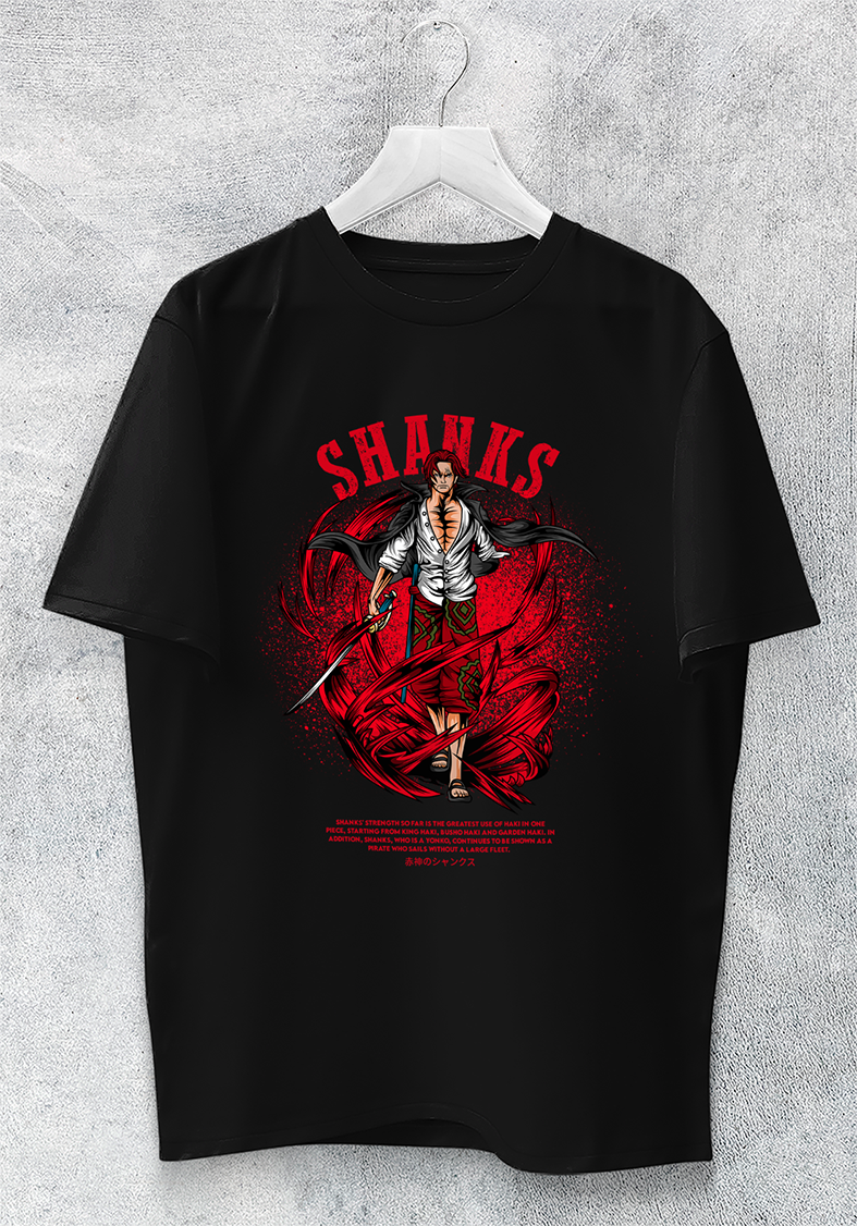 POLO MANGA CORTA UNISEX NEGRO ANIME CLUBDESIGN ONE PIECE SHANKS - 1