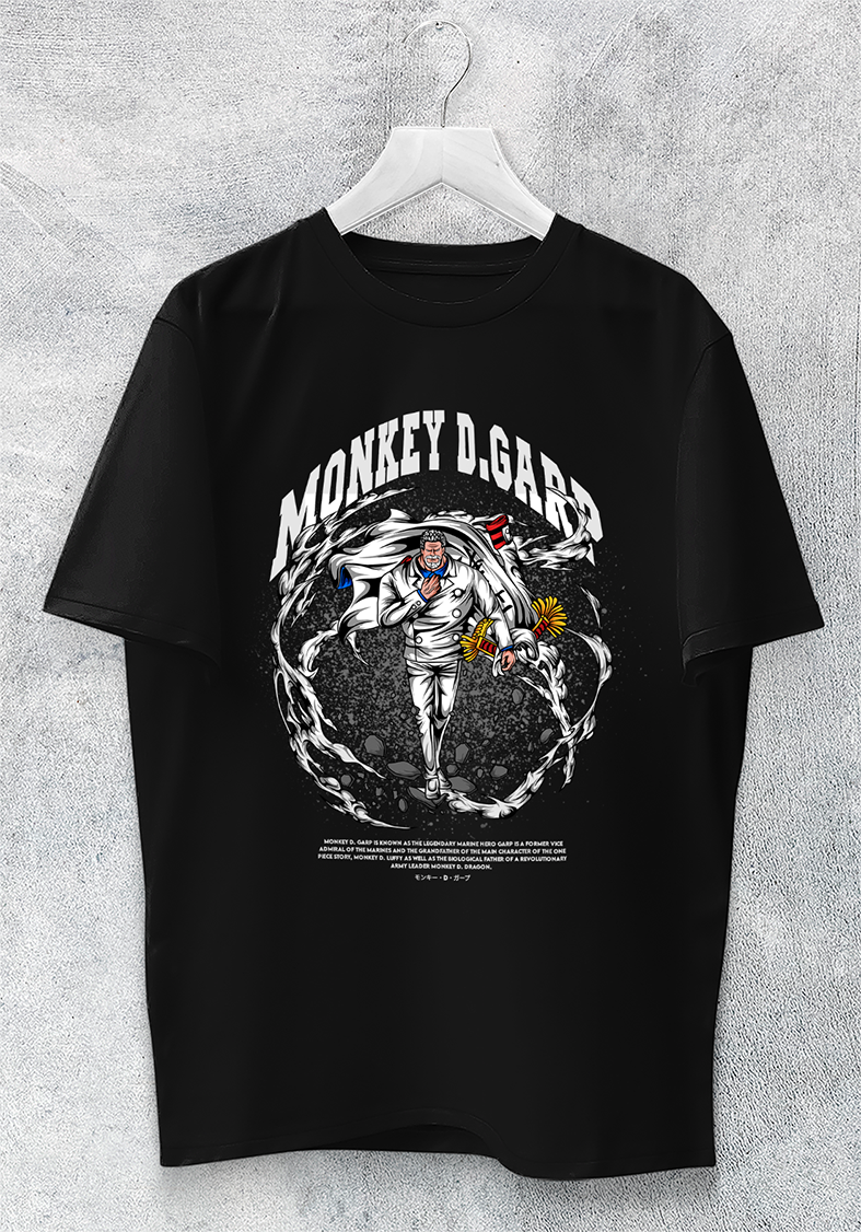 POLO MANGA CORTA UNISEX NEGRO ANIME CLUBDESIGN ONE PIECE MONKEY D GARP - 1