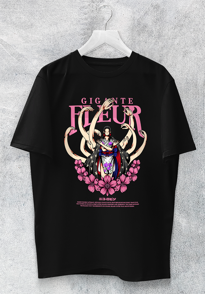 POLO MANGA CORTA UNISEX NEGRO ANIME CLUBDESIGN ONE PIECE NICO ROBIN - 1