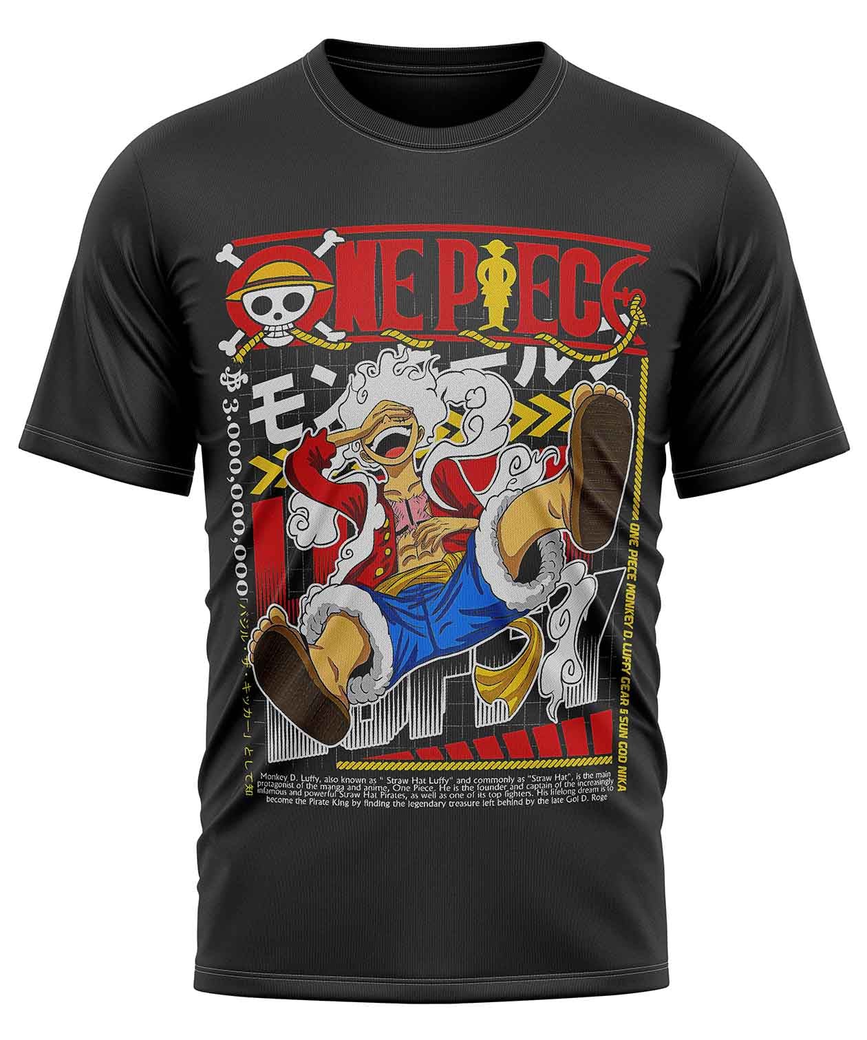 POLO MANGA CORTA UNISEX NEGRO ANIME CLUBDESIGN ONE PIECE LUFFY - 1
