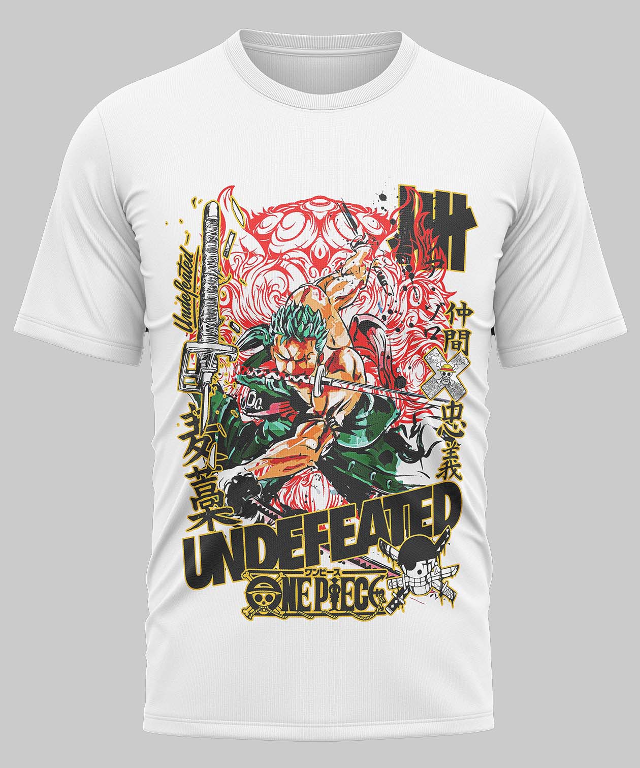 POLO MANGA CORTA UNISEX BLANCO ANIME CLUBDESIGN ONE PIECE ZORO - 1