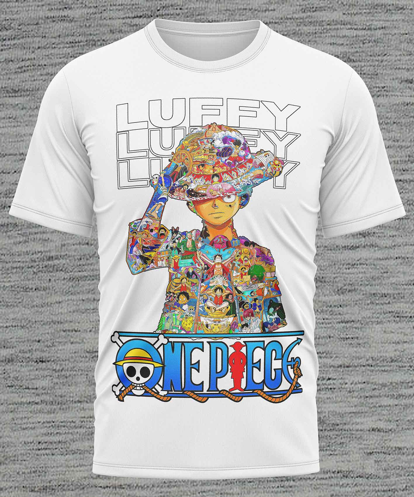POLO MANGA CORTA UNISEX BLANCO ANIME CLUBDESIG ONE PIECE LUFFY - 1