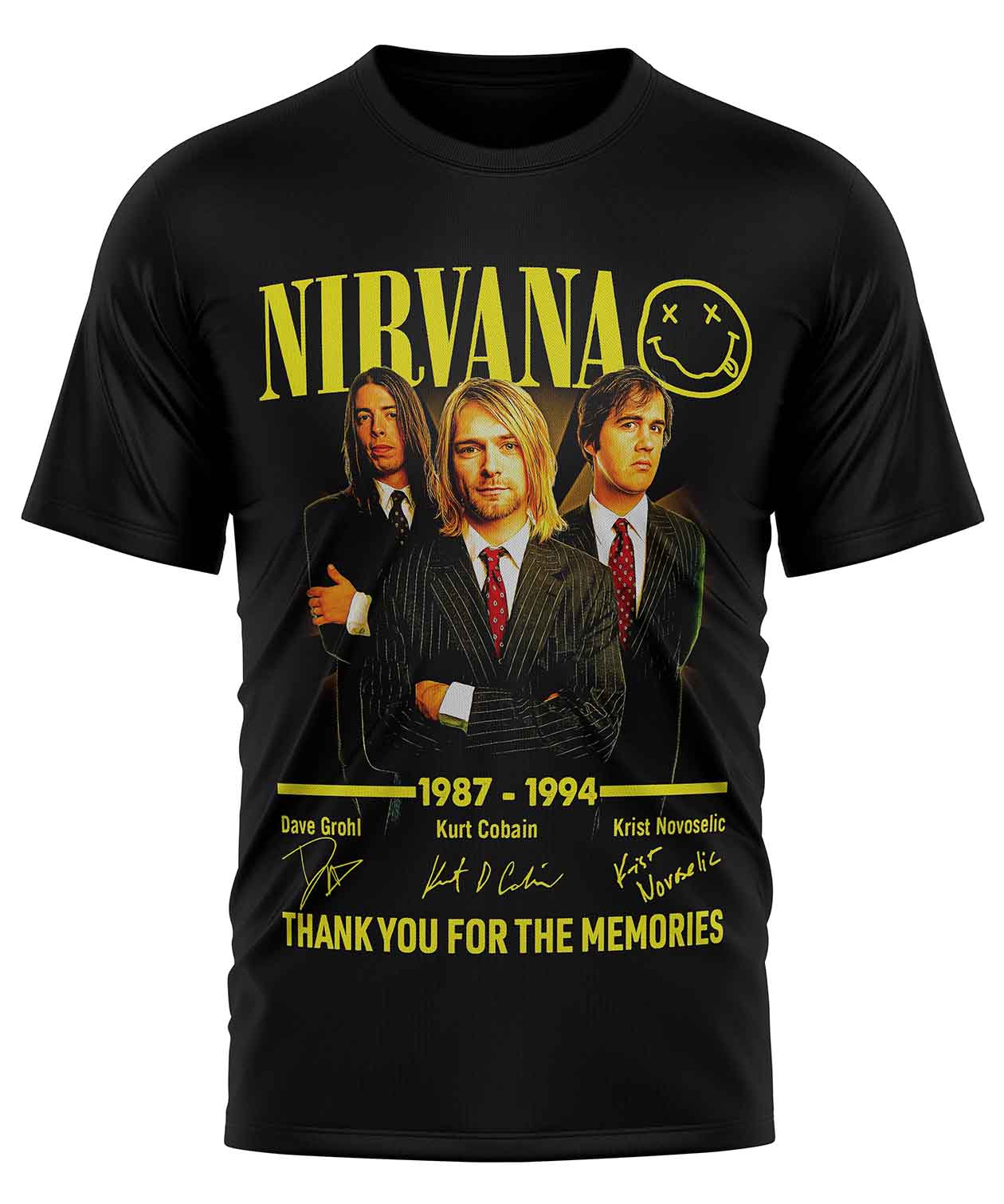 POLO MANGA CORTA UNISEX NEGRO CLUBDESING BANDA ROCK NIRVANA - 1