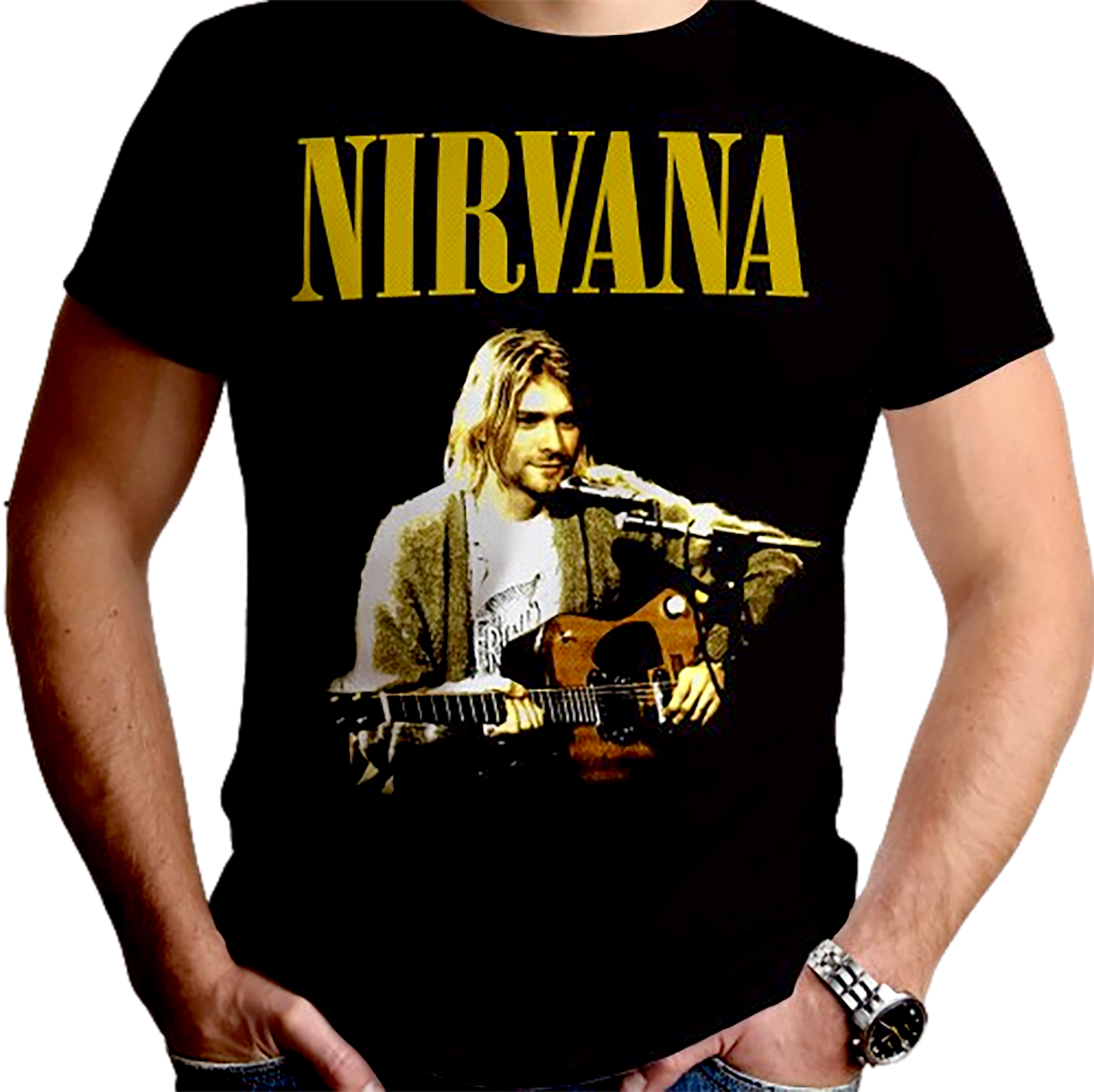 POLO MANGA CORTA UNISEX NEGRO CLUBDESING BANDA ROCK NIRVANA - 1