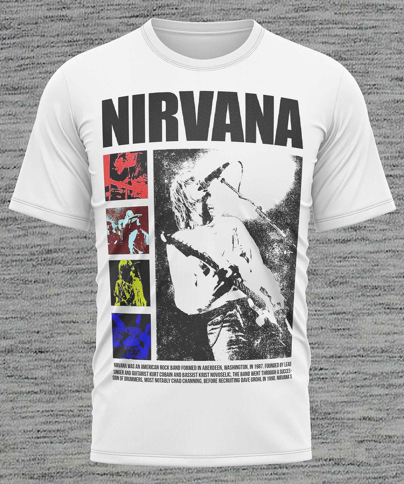 POLO MANGA CORTA UNISEX BLANCO CLUBDESING BANDA ROCK NIRVANA - 1