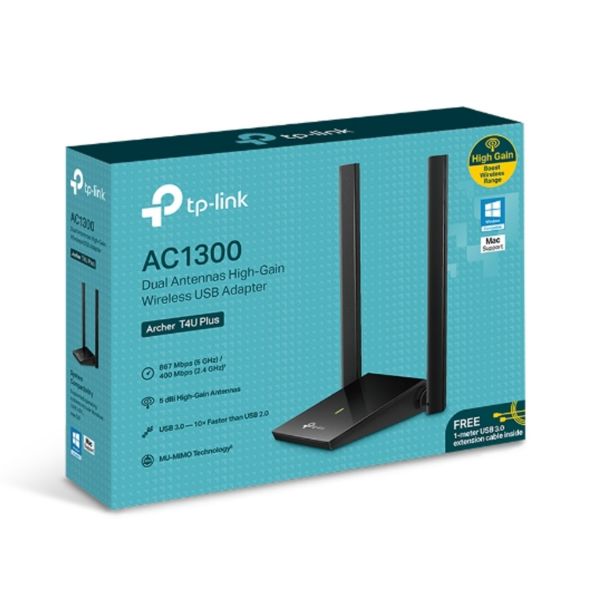 ADAPTADOR DE RED TP-LINK ARCHER T4U PLUS USB 3.0 WI-FI 5 DOBLE BANDA - 1