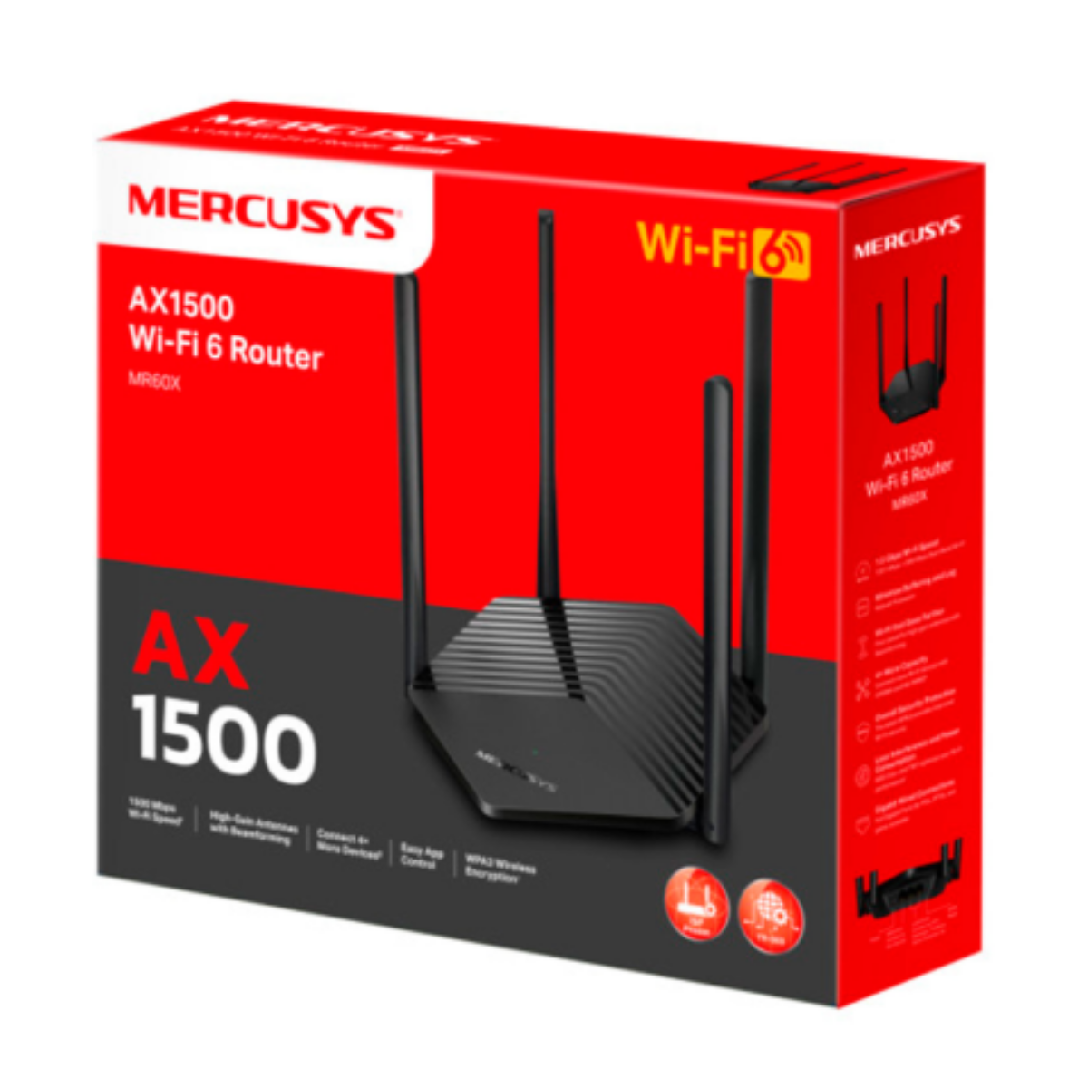 ROUTER MERCUSYS MR60X V2 AX1500 WIFI6 DOBLE BANDA P/N: MR60X - 2