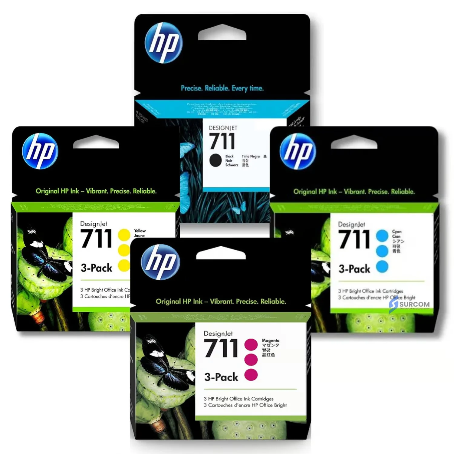 KIT TINTA HP 711 3PACK CIAN MAGENTA AMARILLO + NEGRO 80ML - 1