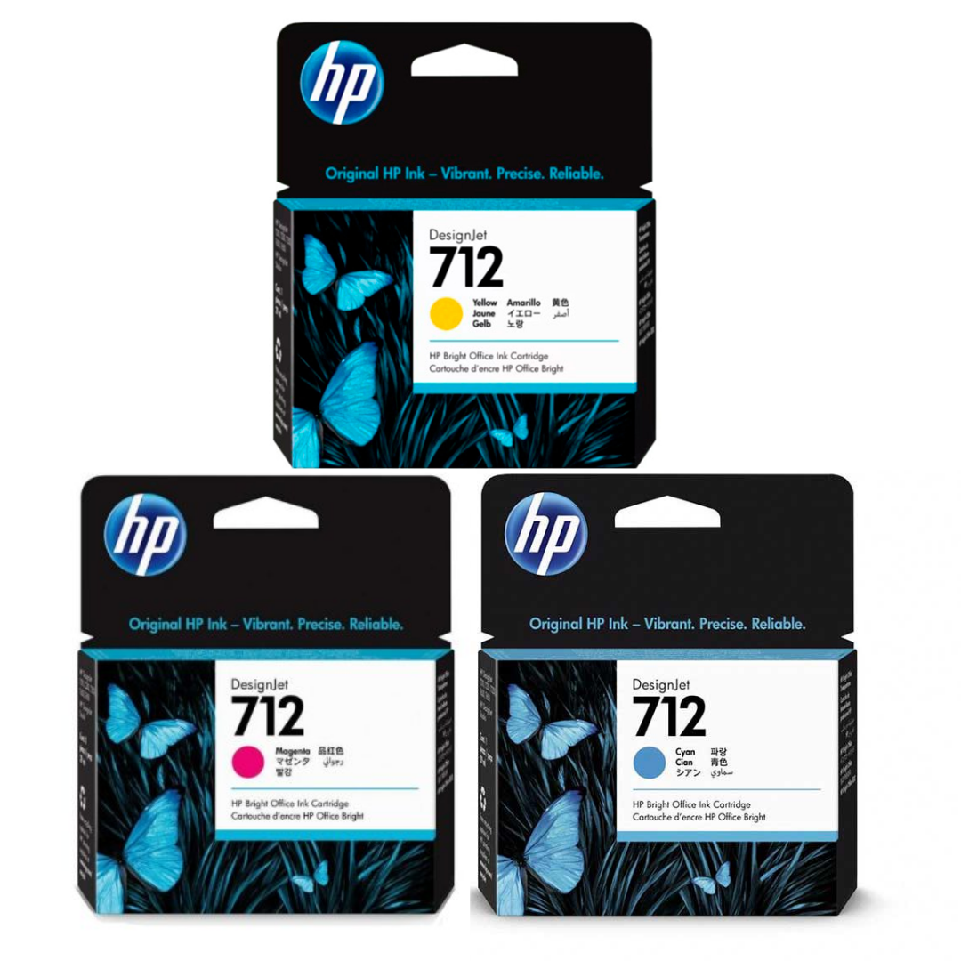 KIT CARTUCHOS DE TINTA HP 712 CIAN MAGENTA AMARILLO - 1