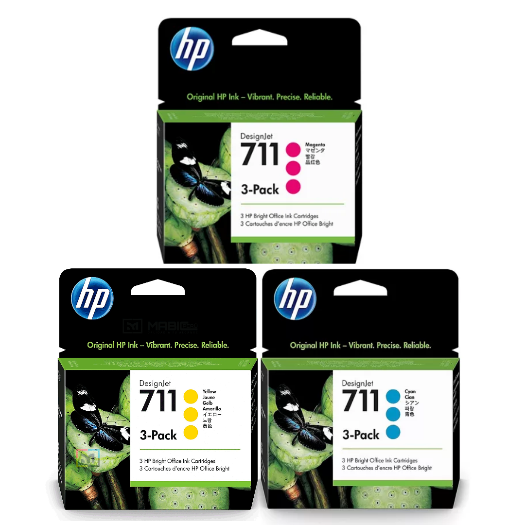 KIT DE TINTAS HP 711 3 PACK CIAN MAGENTA AMARILLO - 1