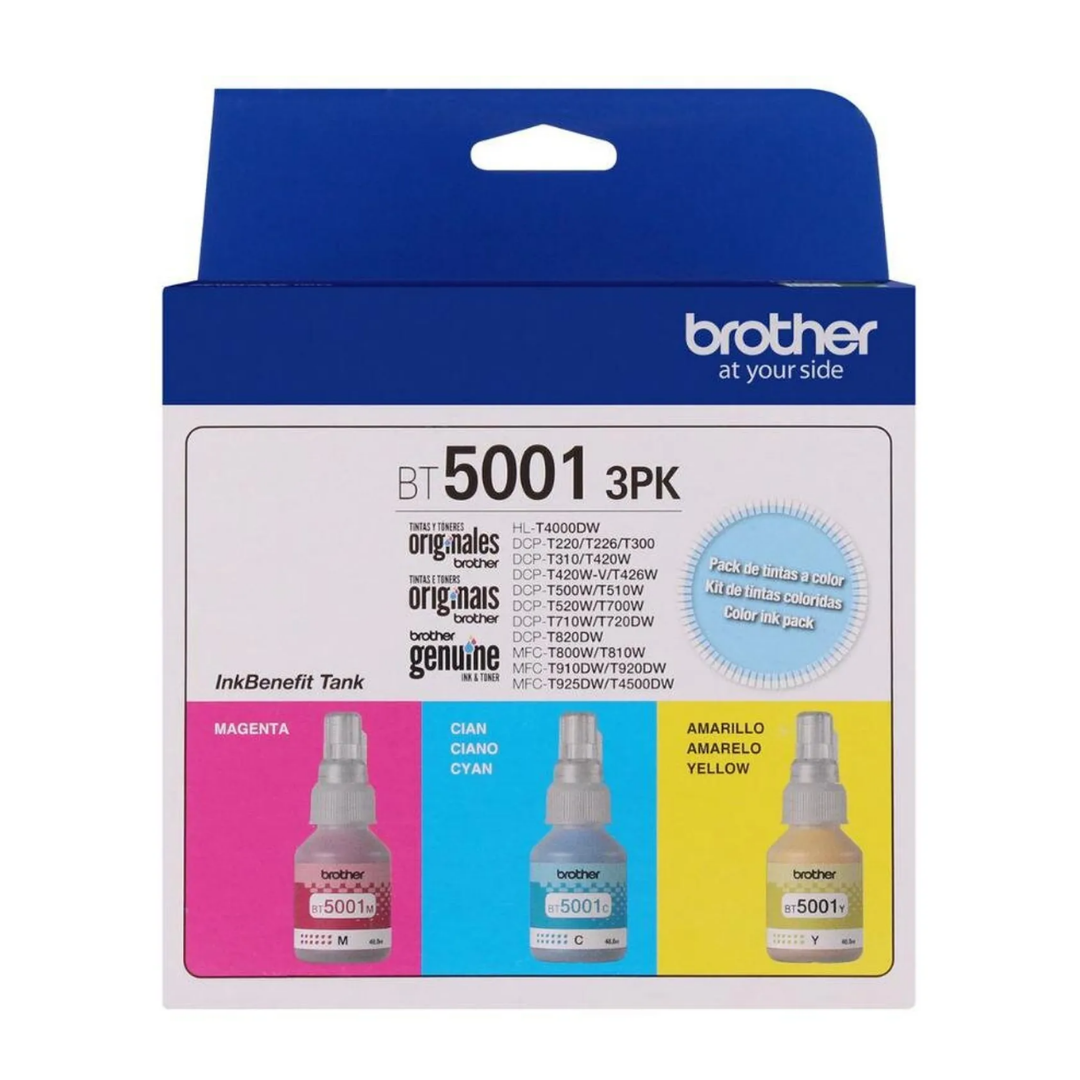 PACK 3 TINTAS BROTHER BT5001 3PK TANK COLOR - 1