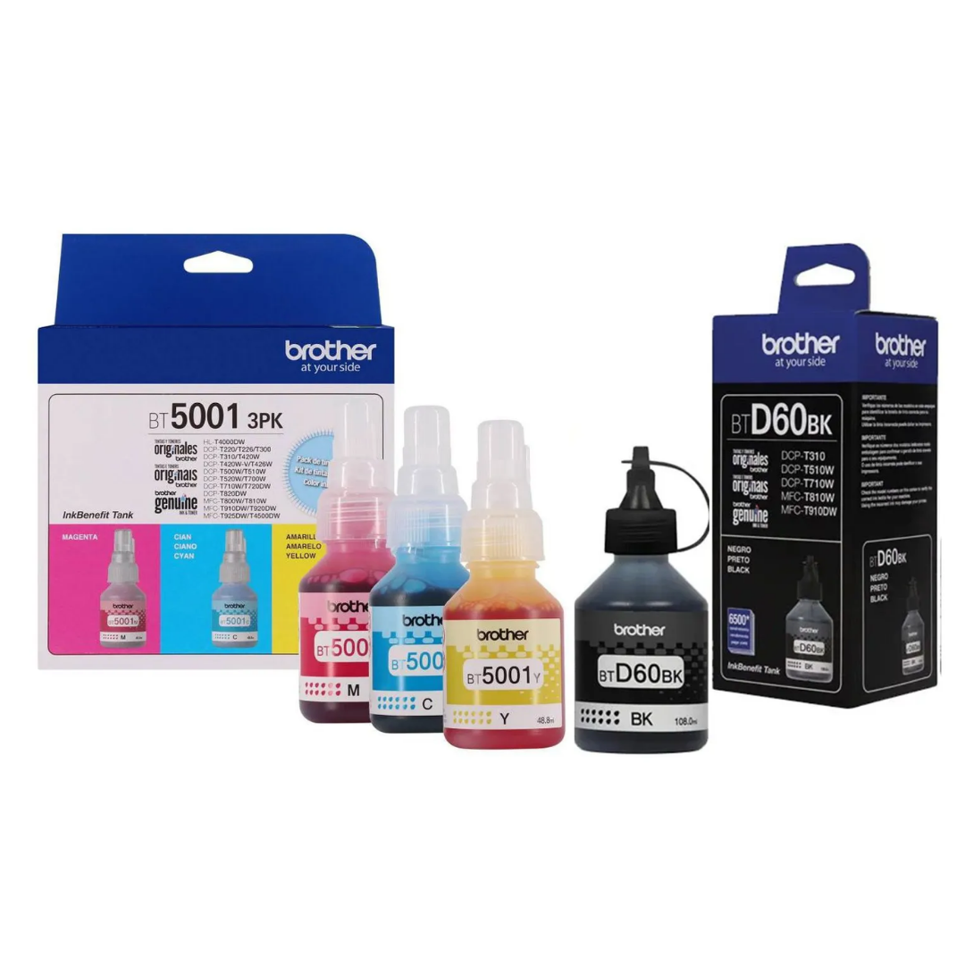 KIT 4 TINTAS BROTHER BTD60BK BT5001C BT5001M BT5001Y - 2