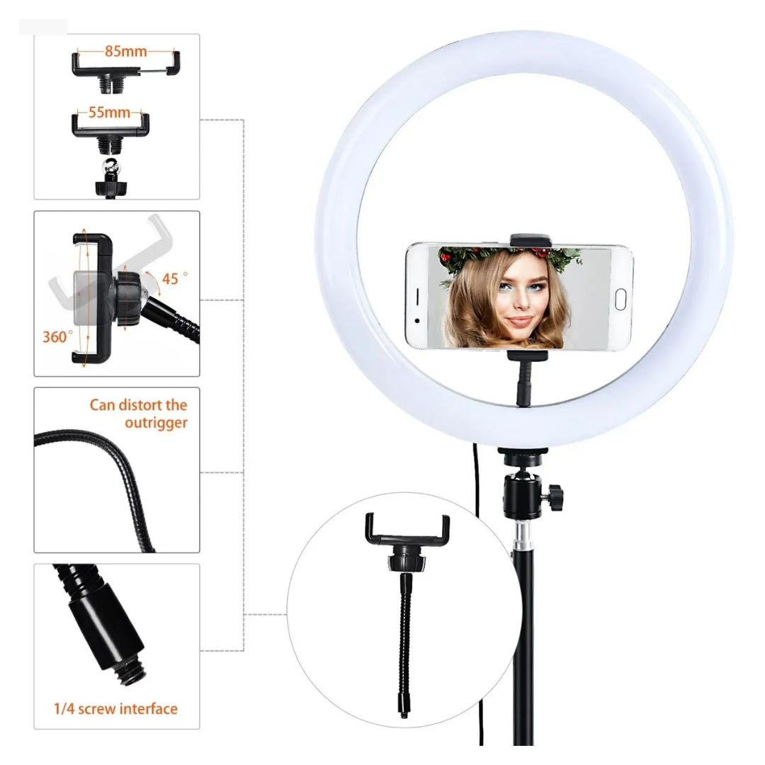 ARO DE LUZ LED 30 CM + TRÍPODE 2.1 M - 3 TONOS DE LUZ - 3