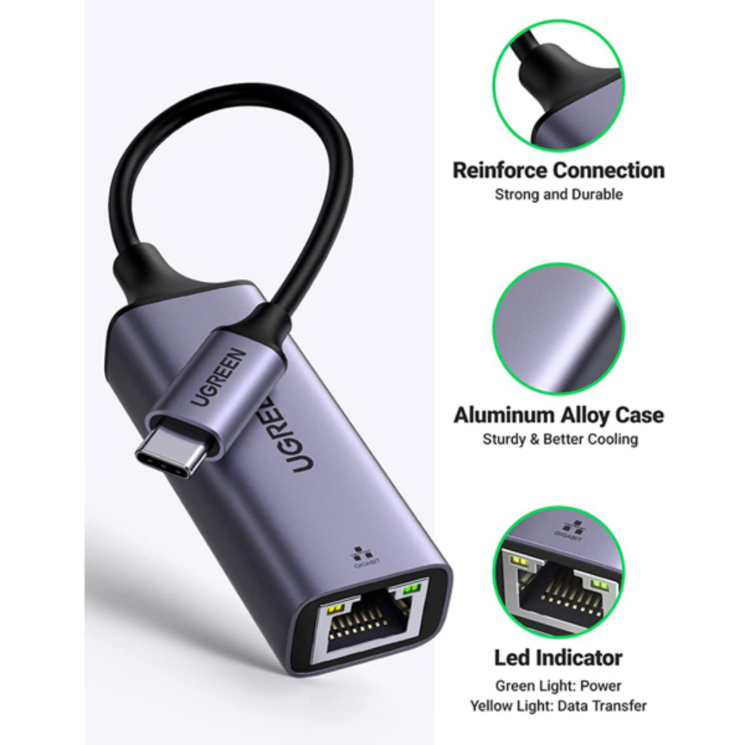 ADAPTADOR UGREEN CM483 – USB-C A ETHERNET GIGABIT - 1
