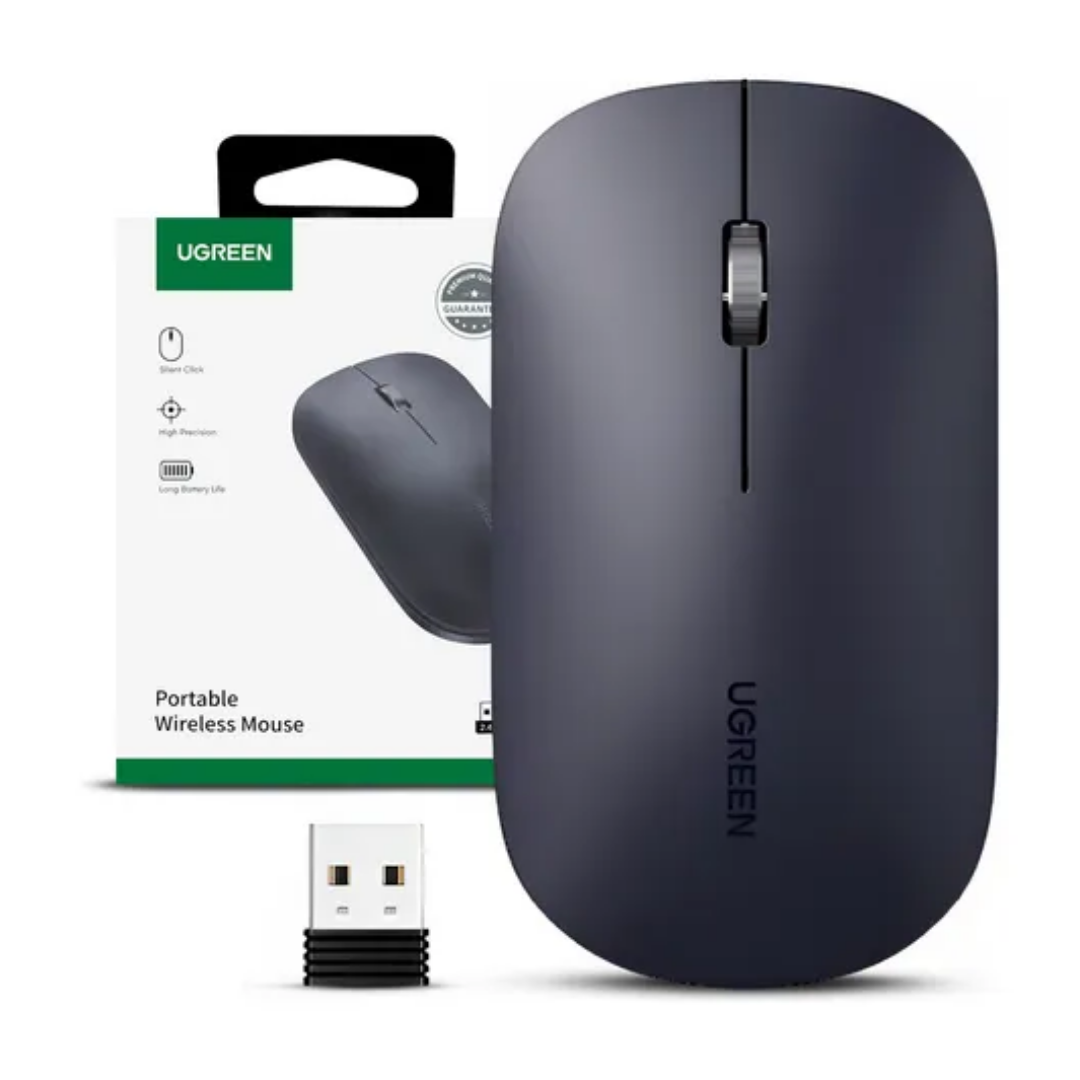 MOUSE INALAMBRICO UGREEN SILENT 2.4GHZ 4000 DPI 90372 NEGRO - 2