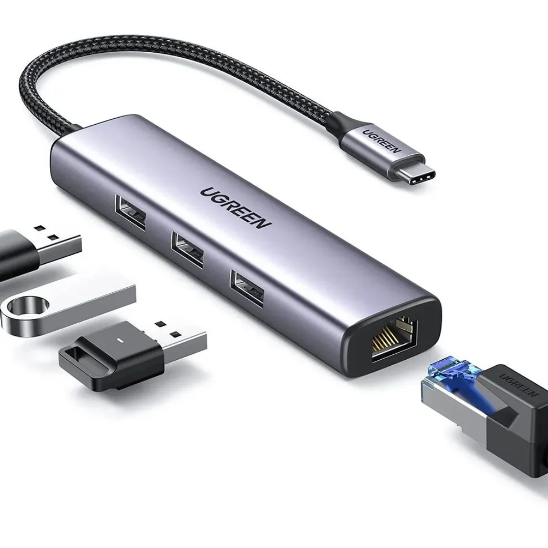 ADAPTADOR UGREEN CM475 – HUB 4 EN 1 (USB-C → RJ45 + 3 USB 3.0) - 1