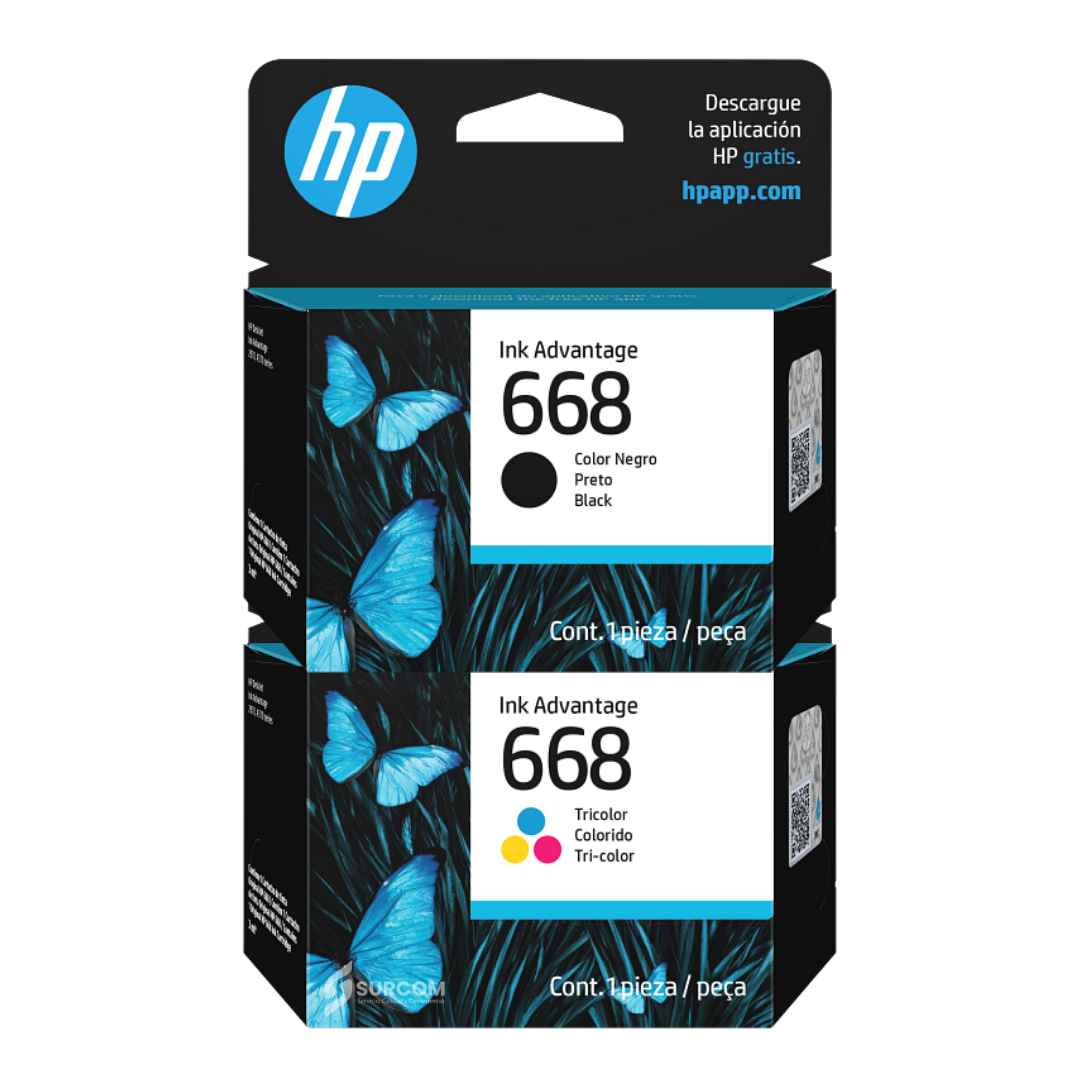 PACK DE TINTAS HP 668 NEGRO Y TRICOLOR 7FP36VL  7FP37VL - 1
