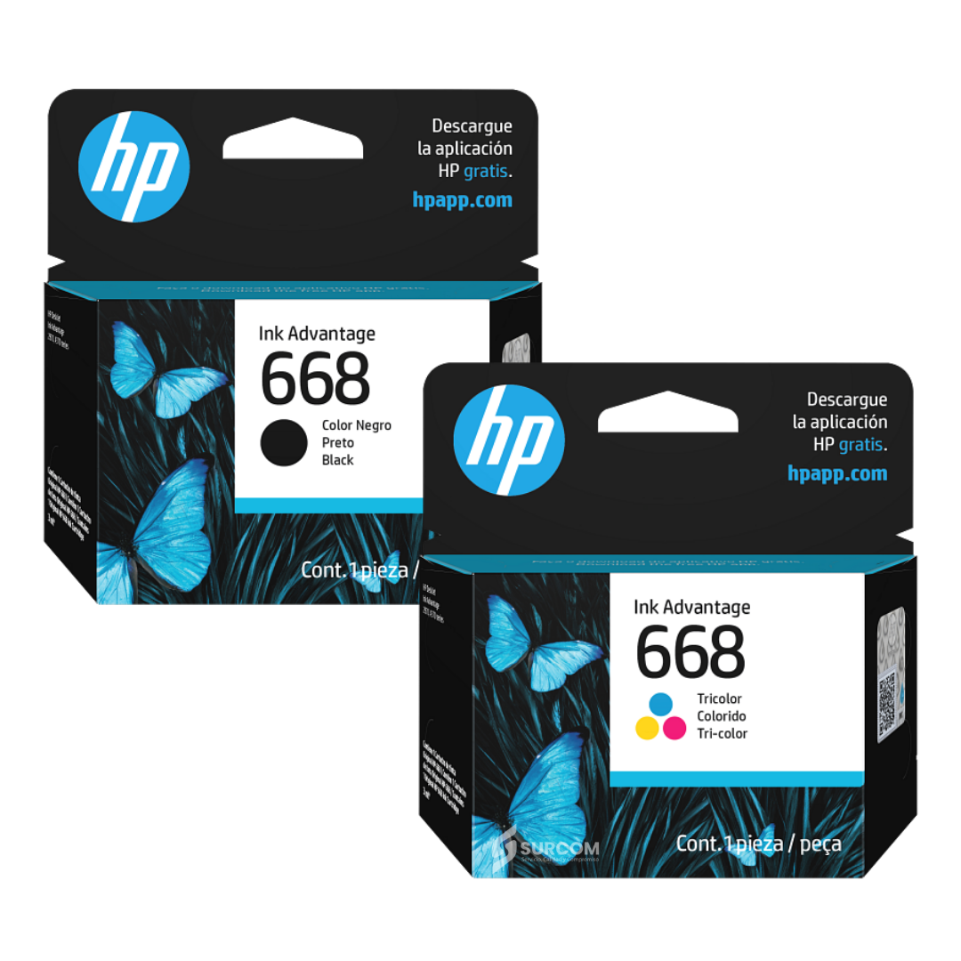 PACK DE TINTAS HP 668 NEGRO Y TRICOLOR 7FP36VL  7FP37VL - 2