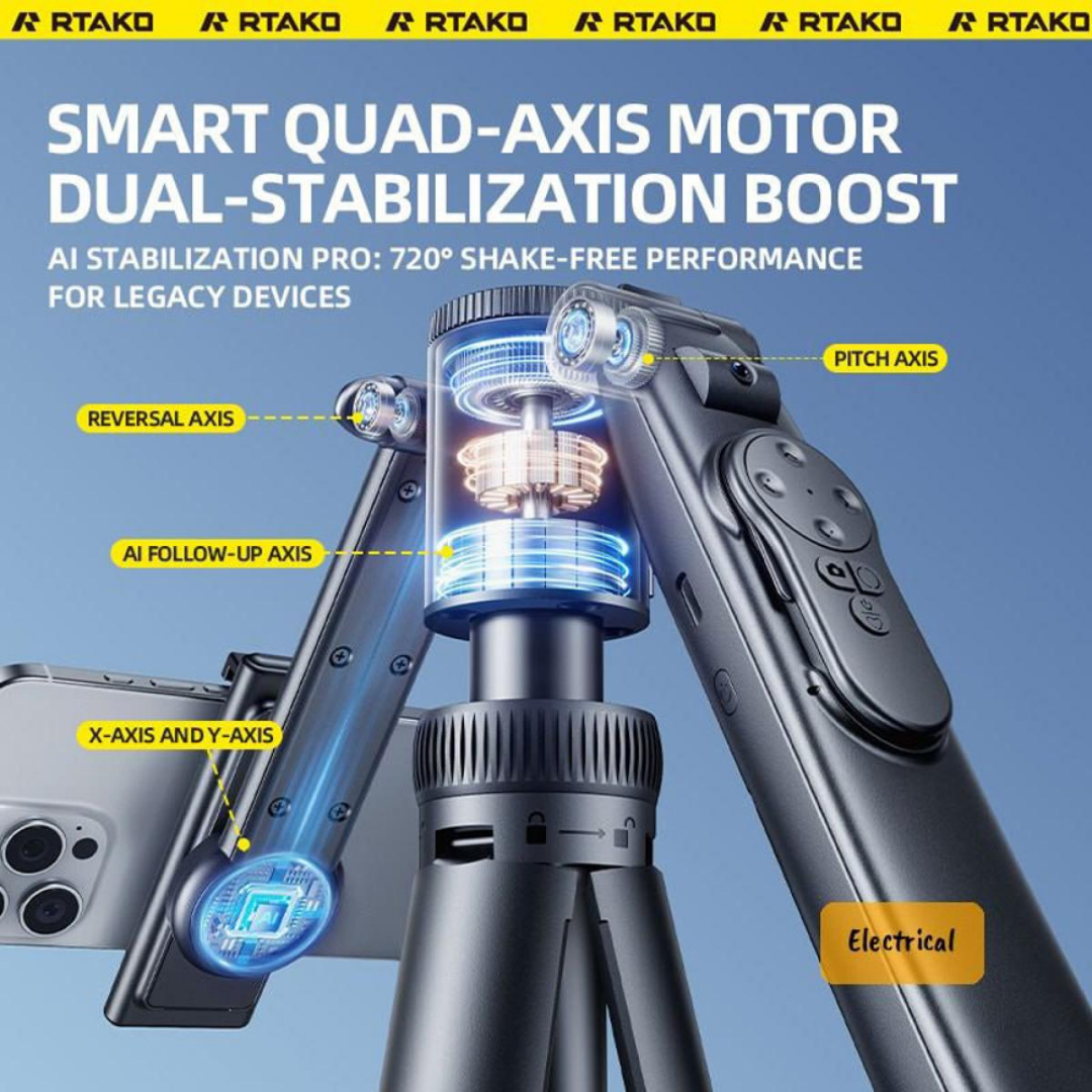 TRIPODE SELFIE STICK CON SEGUIMIENTO FACIAL INTELIGENTE 360° RTAKO - 3