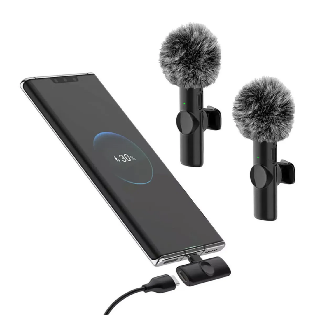 MICRÓFONO INALÁMBRICO PARA CELULAR CON PELUCHE ANTI VIENTO - 1
