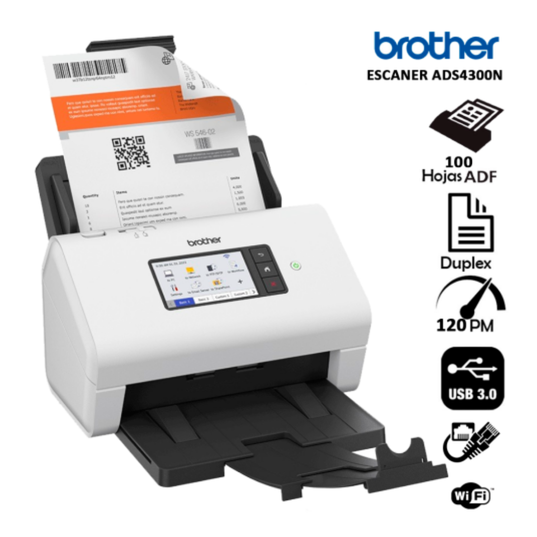 ESCÁNER BROTHER ADS-4900W 120 IPM WIFI ADF - 1