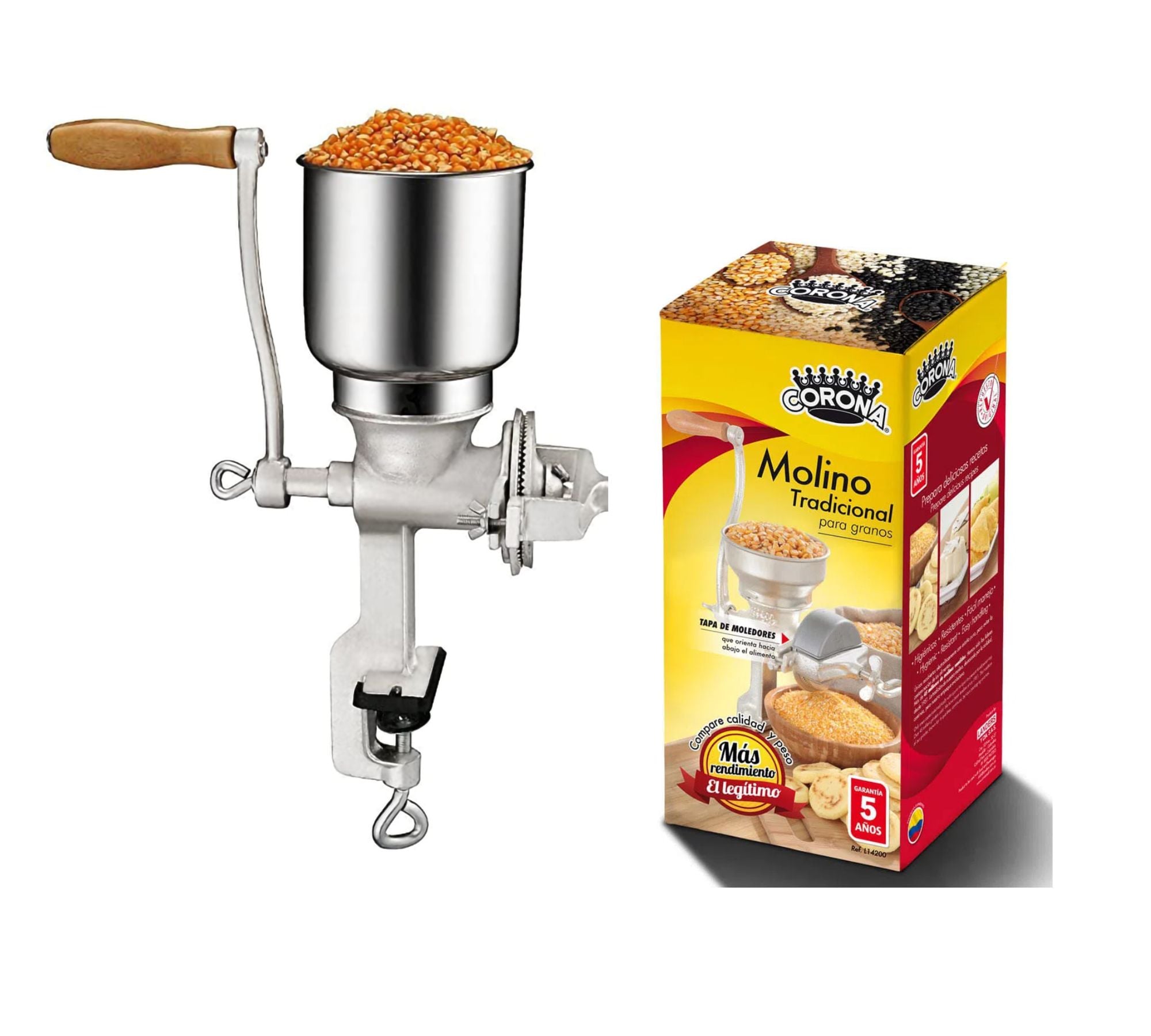 MOLINO MOLEDOR MANUAL PARA GRANOS TOLVA ALTA MARCA CORONA - 1