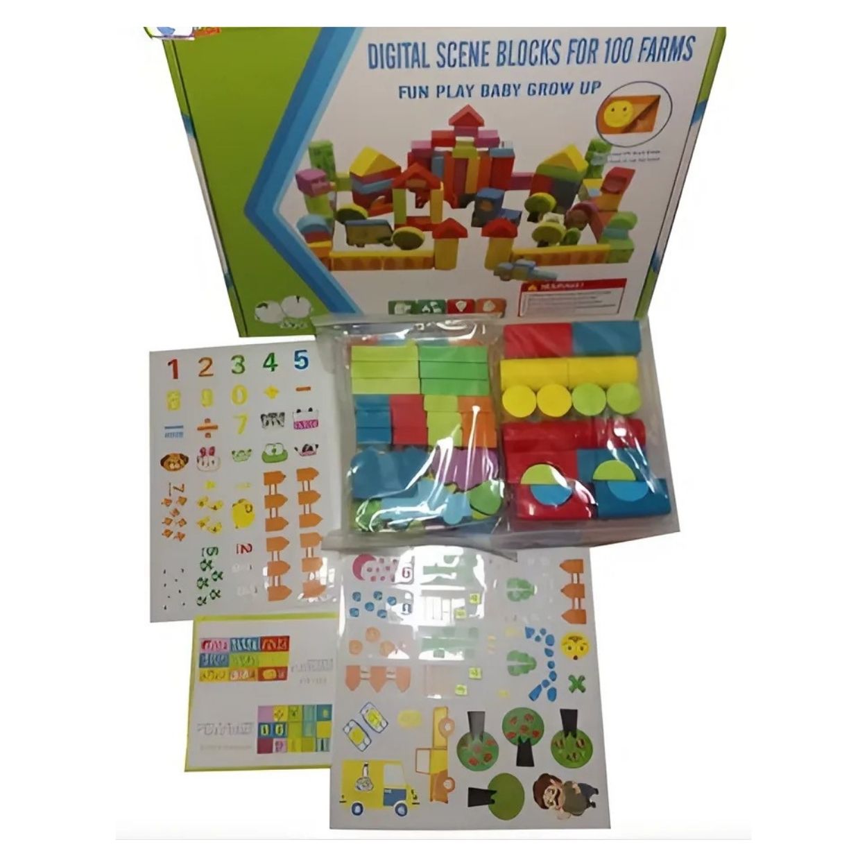 SET BLOQUES DE CONSTRUCCIÓN GRANJA MONTESSORI DE COLORES 100PZS - 4