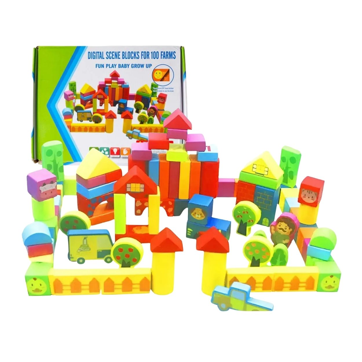 SET BLOQUES DE CONSTRUCCIÓN GRANJA MONTESSORI DE COLORES 100PZS - 5