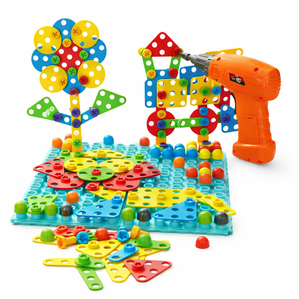 Juego Didáctico Infantil con Taladro y Mosaicos 262 Pzs - 3