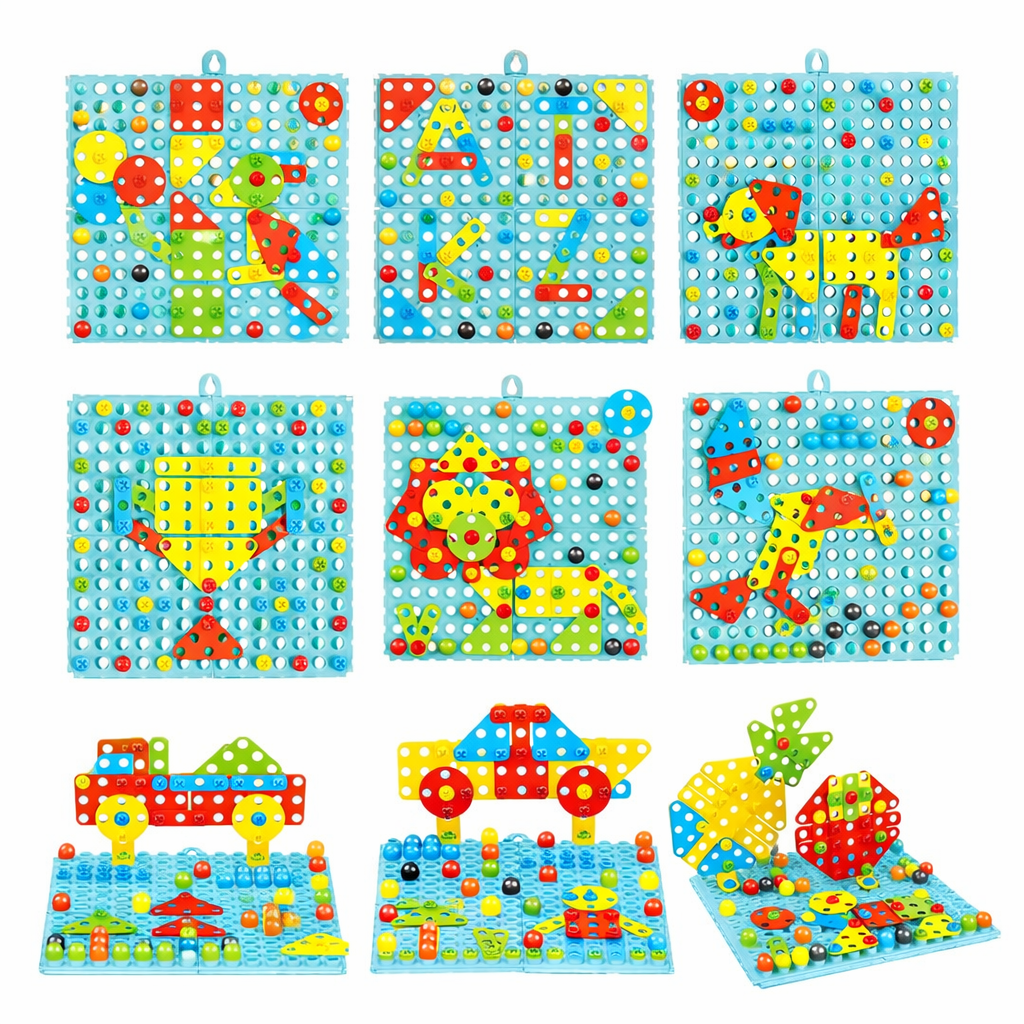 Juego Didáctico Infantil con Taladro y Mosaicos 262 Pzs - 4