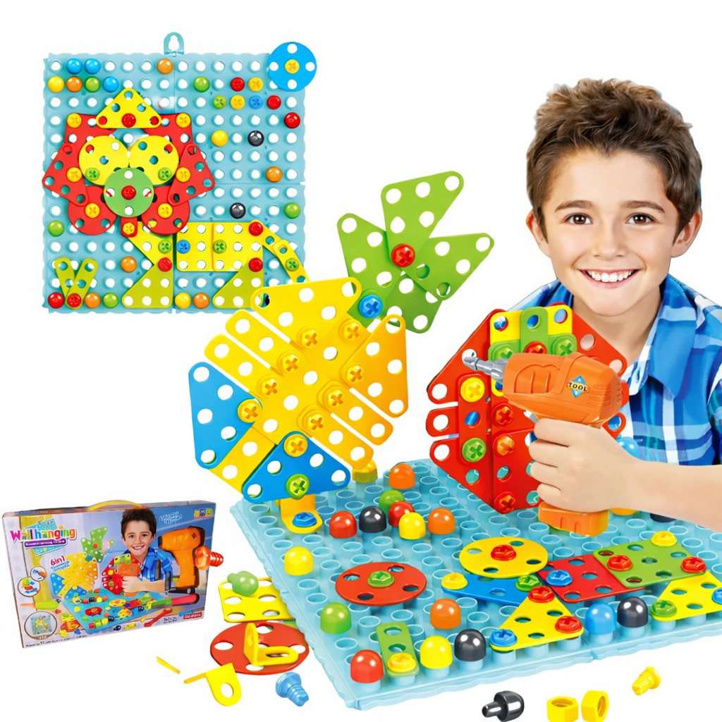 Juego Didáctico Infantil con Taladro y Mosaicos 262 Pzs - 5