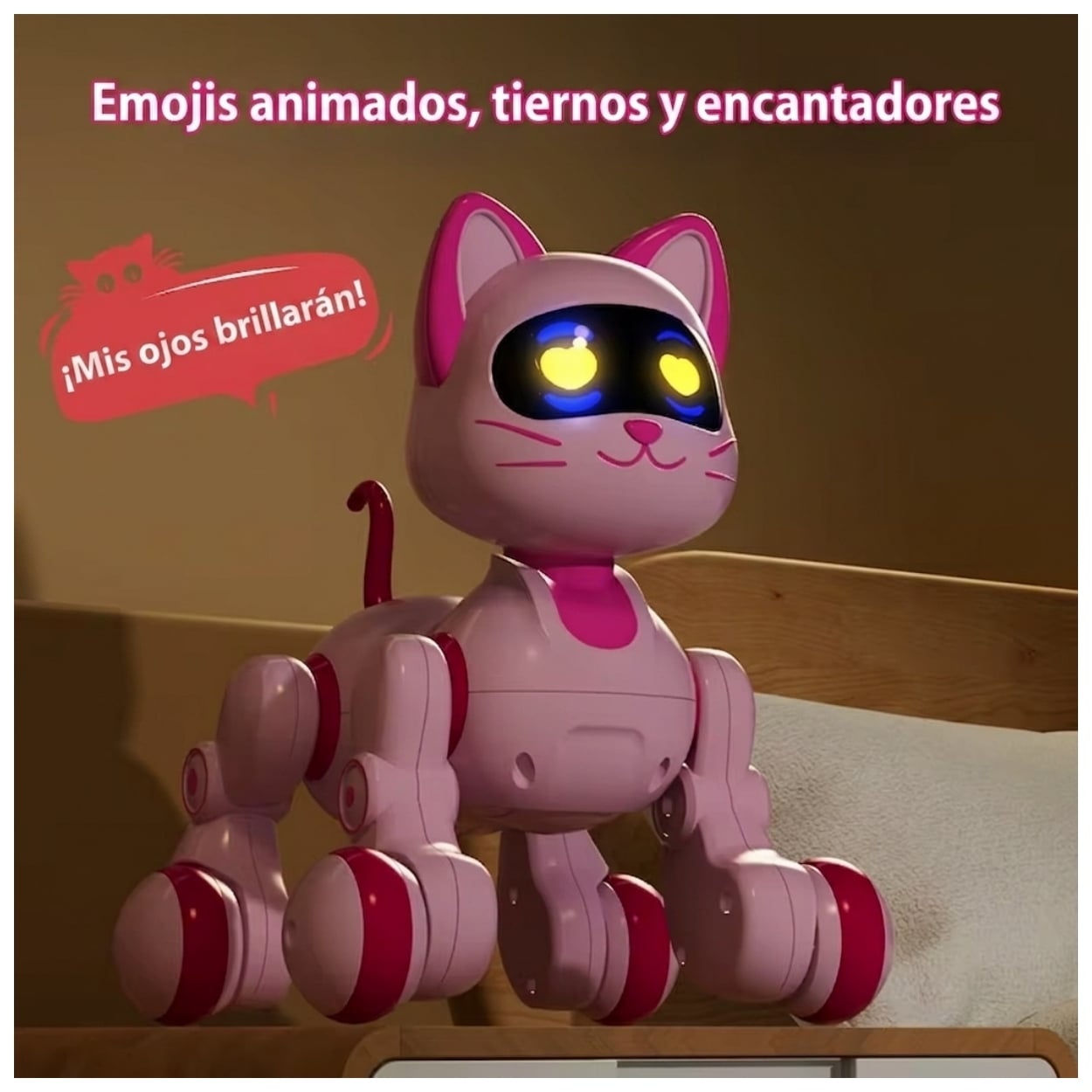 GATO ROBOT INTERACTIVO CONTROL REMOTO LUCES Y SONIDO ROSA - 5