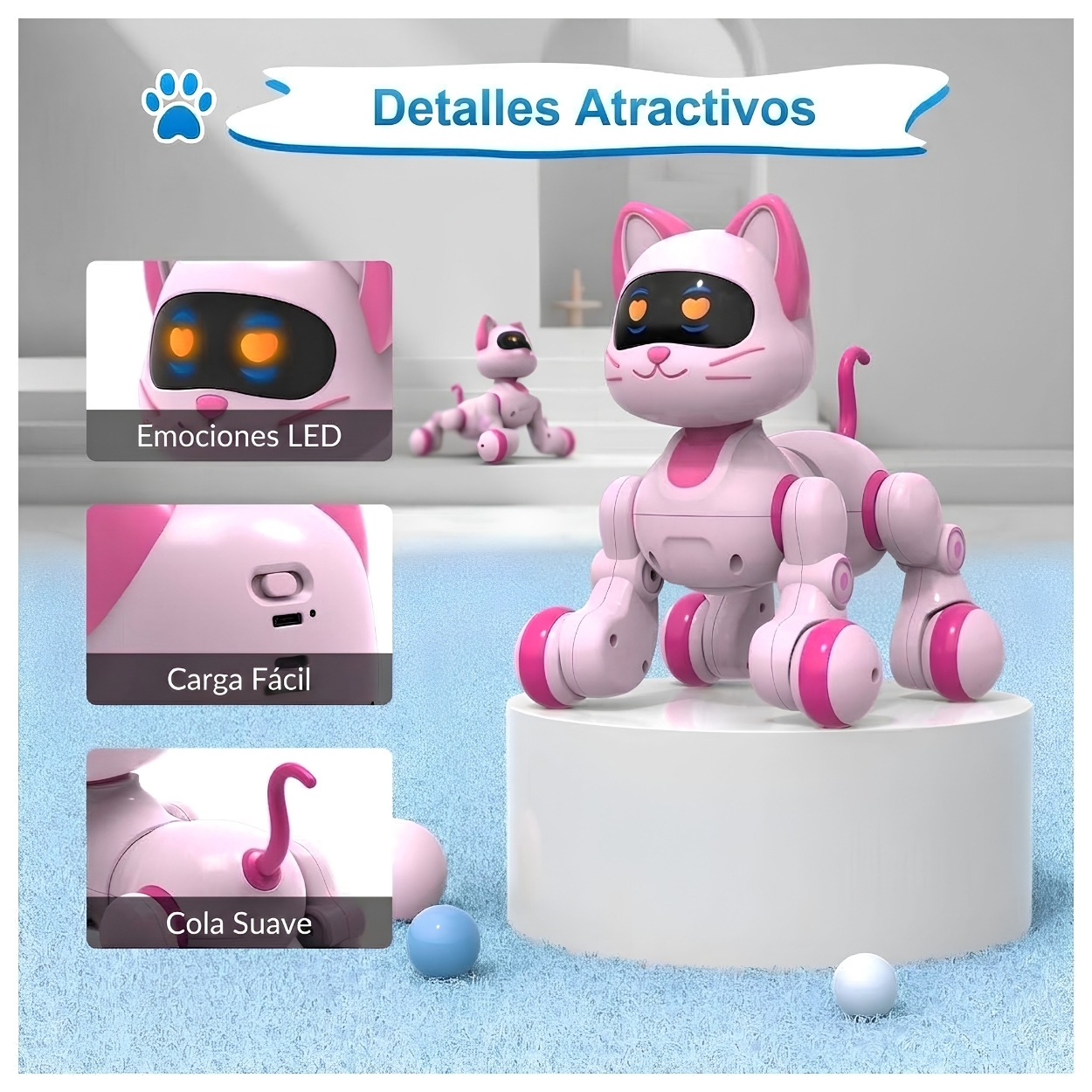 GATO ROBOT INTERACTIVO CONTROL REMOTO LUCES Y SONIDO ROSA - 7