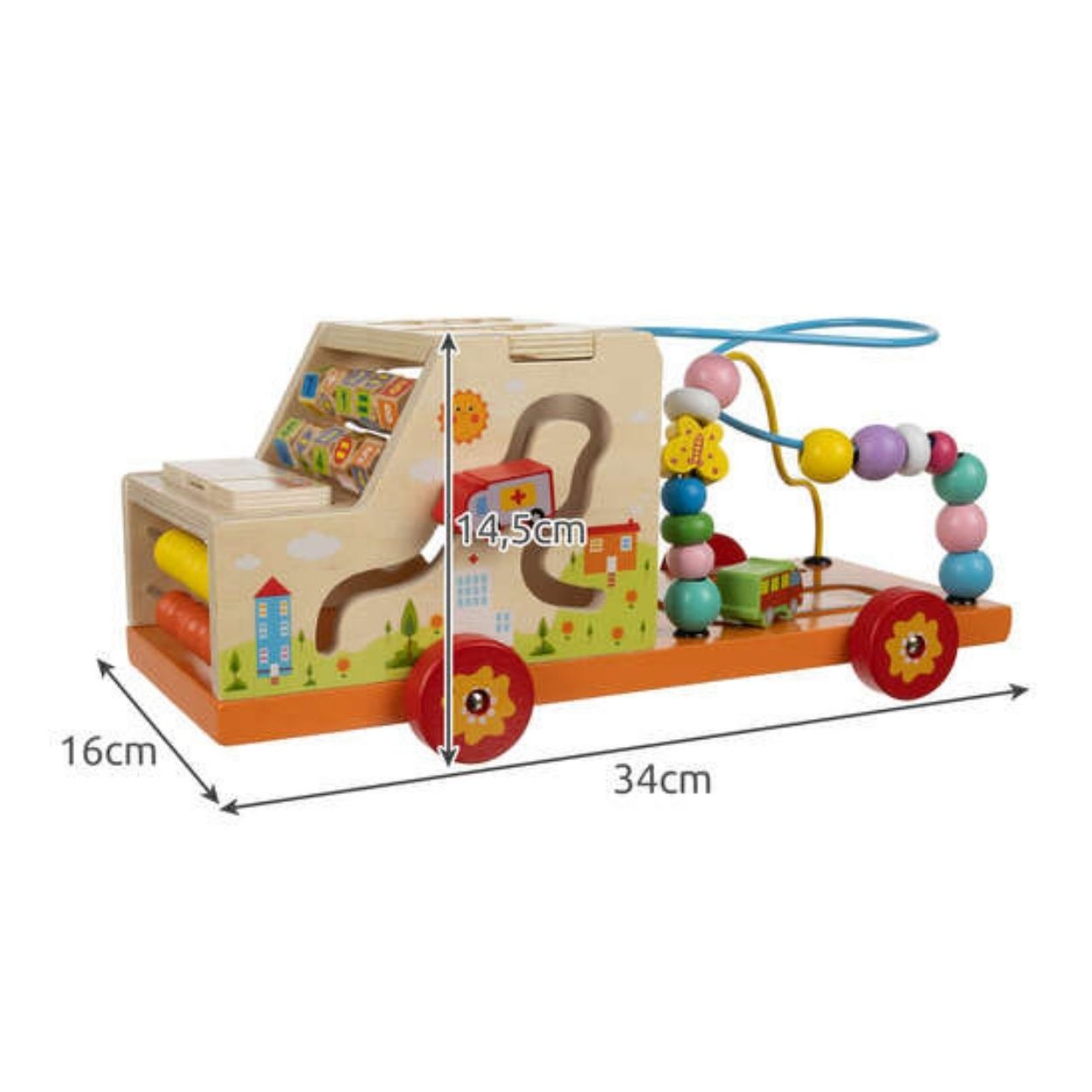 JUEGO DIDÁCTICO CAMIÓN CIRCUITO COLORIDO MONTESSORI MADERA - 6