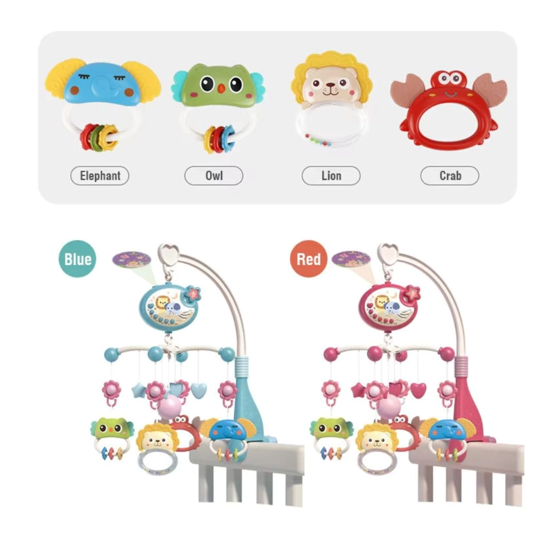MÓVIL INFANTIL MUSICAL PROYECTOR BEBÉ CONTROL REMOTO ROSADO - 4