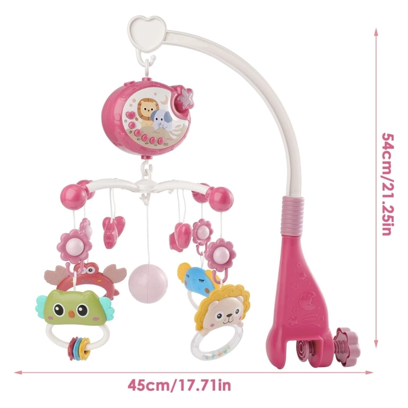 MÓVIL INFANTIL MUSICAL PROYECTOR BEBÉ CONTROL REMOTO ROSADO - 7