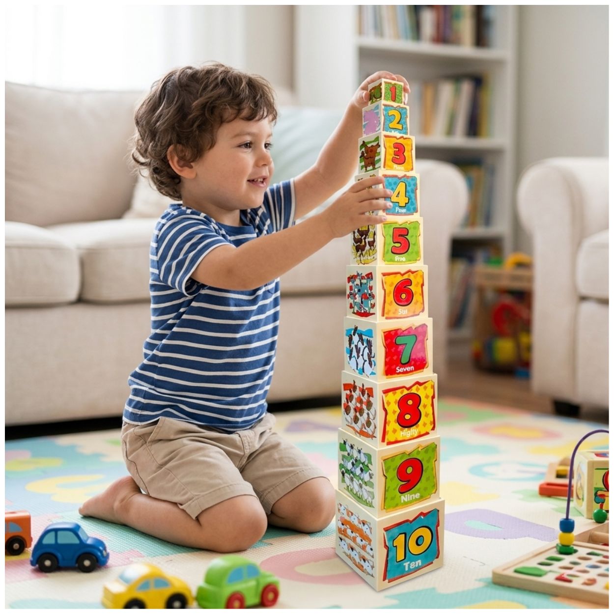 SET JUEGO DIDÁCTICO CUBOS DIDÁCTICOS APILABLES DEL 1 AL 10 ANIMALES - 3