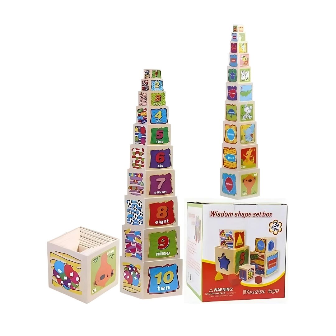 SET JUEGO DIDÁCTICO CUBOS DIDÁCTICOS APILABLES DEL 1 AL 10 ANIMALES - 4