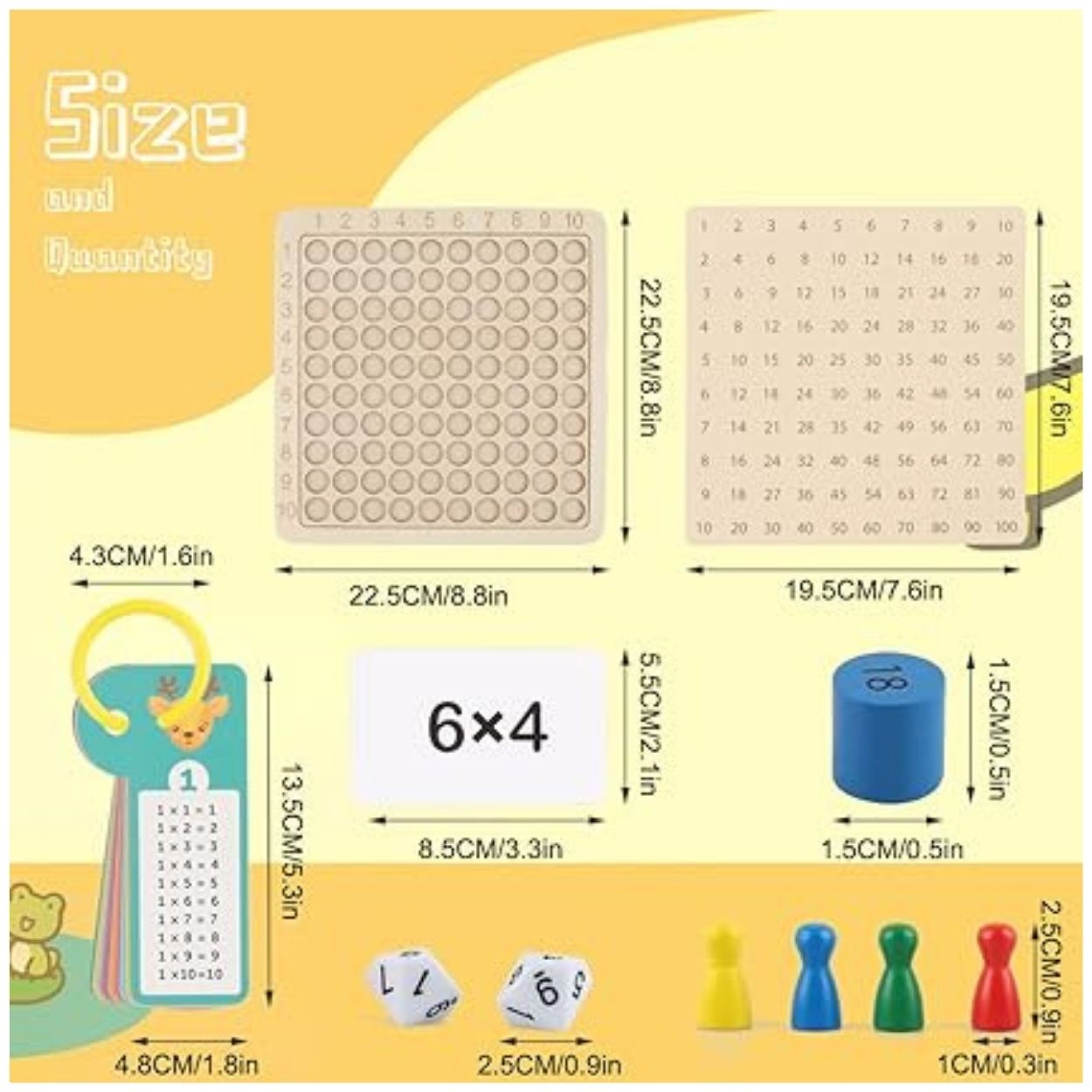 TABLERO DIDÁCTICO DE MULTIPLICACIÓN MONTESSORI DE MADERA PARA NIÑOS - 5